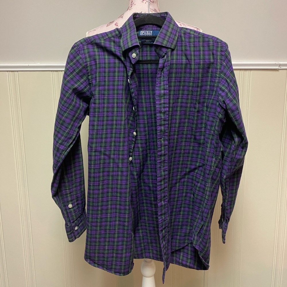 RALPH LAUREN Button Down Shirt Plaid 100% Cotton - Picture 2 of 5